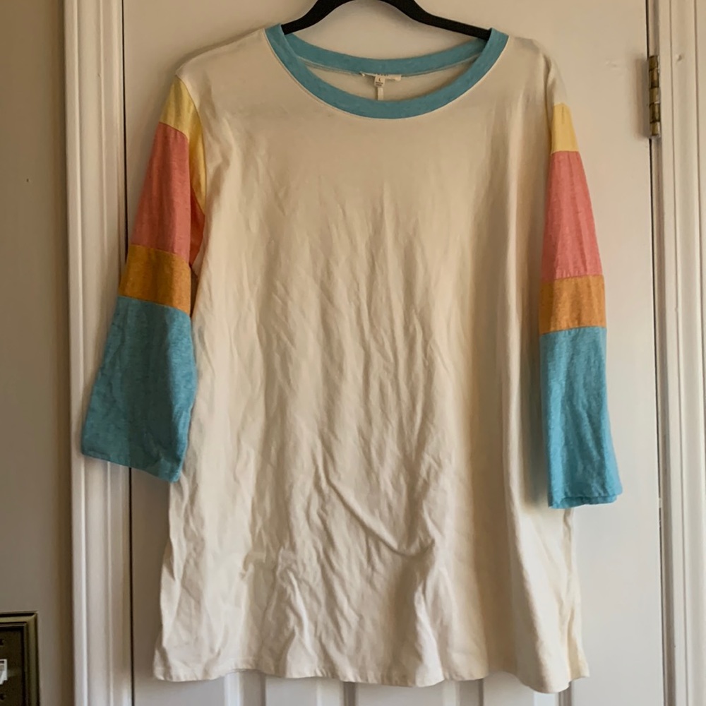 Easel color block 3/4 length sleeve tee